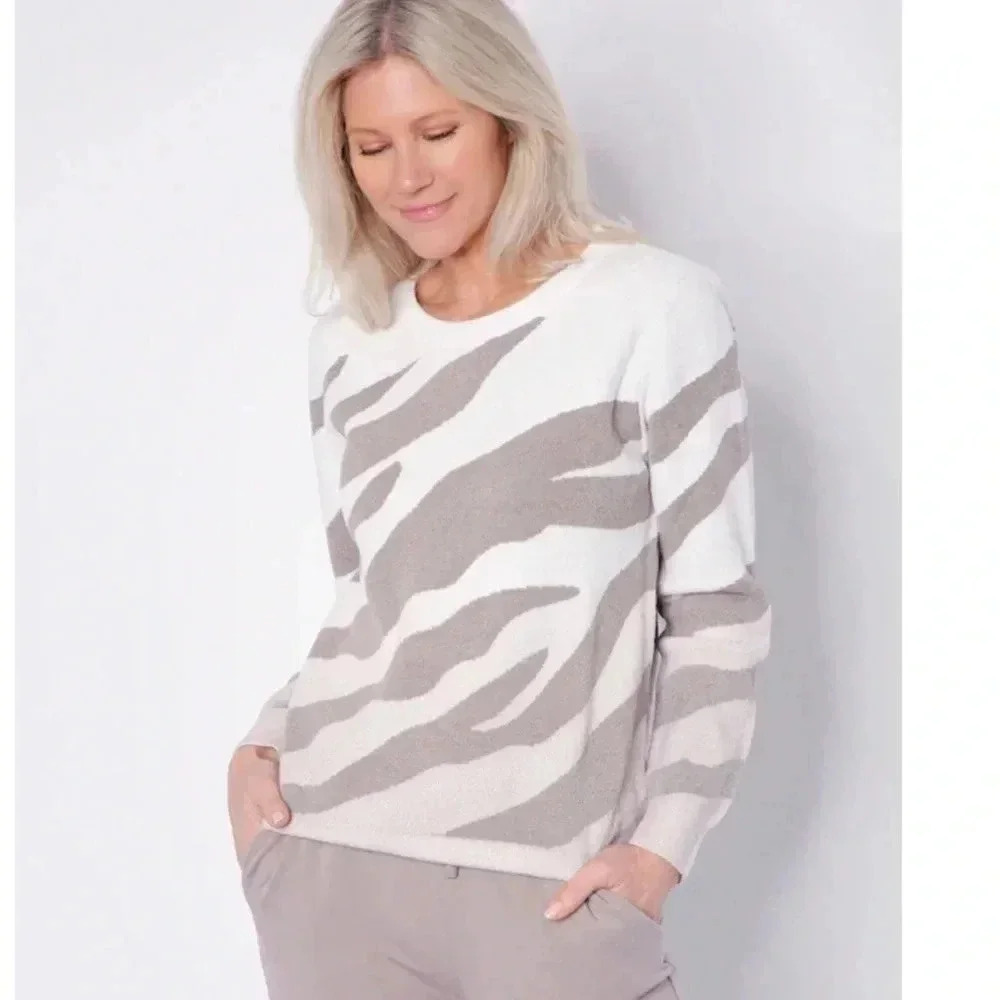 Barefoot Dreams Crew Cozy Chic Ultra Lite Ocean Reef Pullover Sweater Size Small